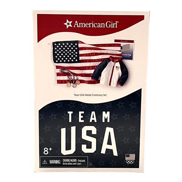 NEW American Girl TEAM USA MEDAL CEREMONY SET Flag Jacket Gold Silver Bronze BOX - Picture 4 of 5